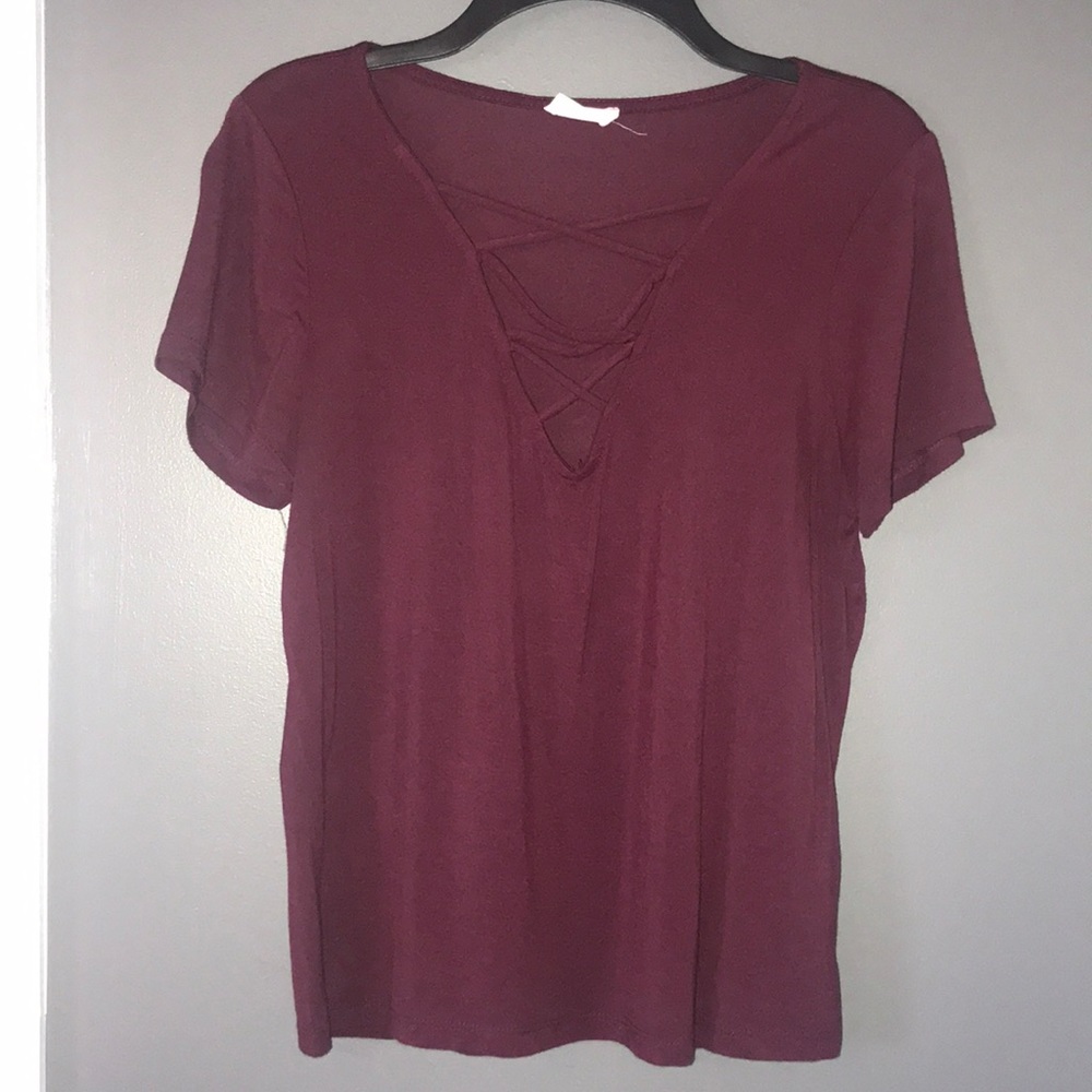 Maroon lace up top